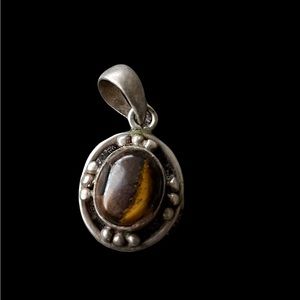 Vintage Natural Tiger’s Eye Sterling Silver Pendant